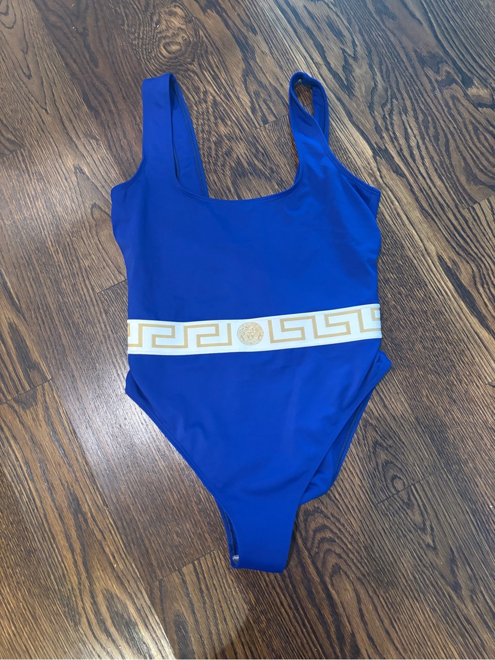 BNWT authentic Versace Royal Blue One-Piece Swimsuit with Gold Detail